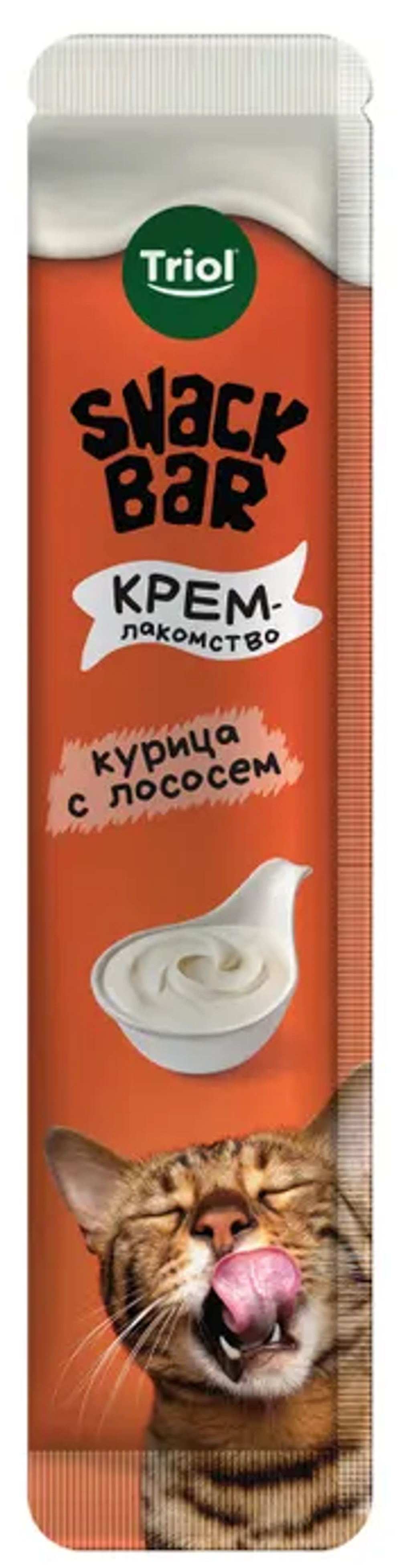 Triol, Лакомства для кошек, Крем из курицы с лососем, 40 гр.