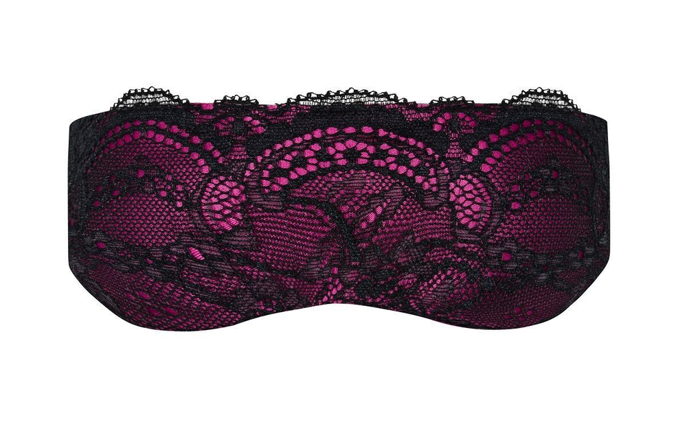 Маска с кружевом Roseberry (Цвет: малиновый с чёрным)