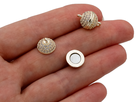 Застежка магнитная "Шар" со стразами, 10мм