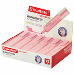 Текстовыделитель BRAUBERG "ORIGINAL PASTEL" пастельный цвет красный линия 1-5 мм (24 штуки в упаковке)