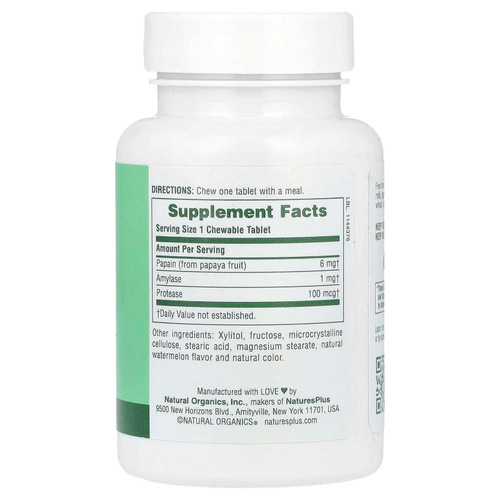 NaturesPlus, Жевательная добавка с ферментами папайи, 180 таблеток