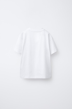 ZARA ФУТБОЛКА В СТИЛЕ ПРЕППИ, БЕЛЫЙ