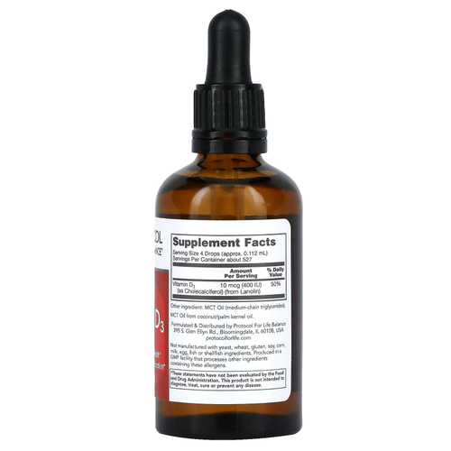Protocol for Life Balance, жидкий витамин D3, 400 МЕ, 59 мл (2 жидк. унции)