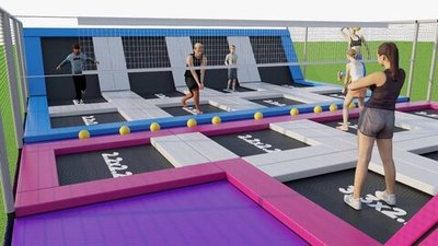 Батутная арена с баскетбольными кольцами (23х9х3.15м)