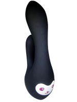 Чёрный вибратор Shimoji Panda Bear с клиторальным отростком - 14 см. (Цвет: черный)