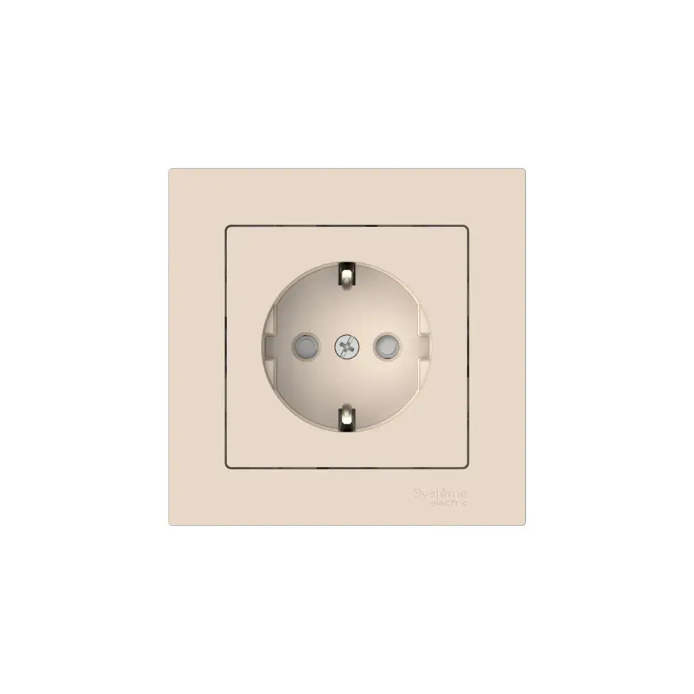 ATLASDESIGN РОЗЕТКА с заземлением со шторками, 16А, в сборе, быстрозажим. клем., БЕЖЕВЫЙ