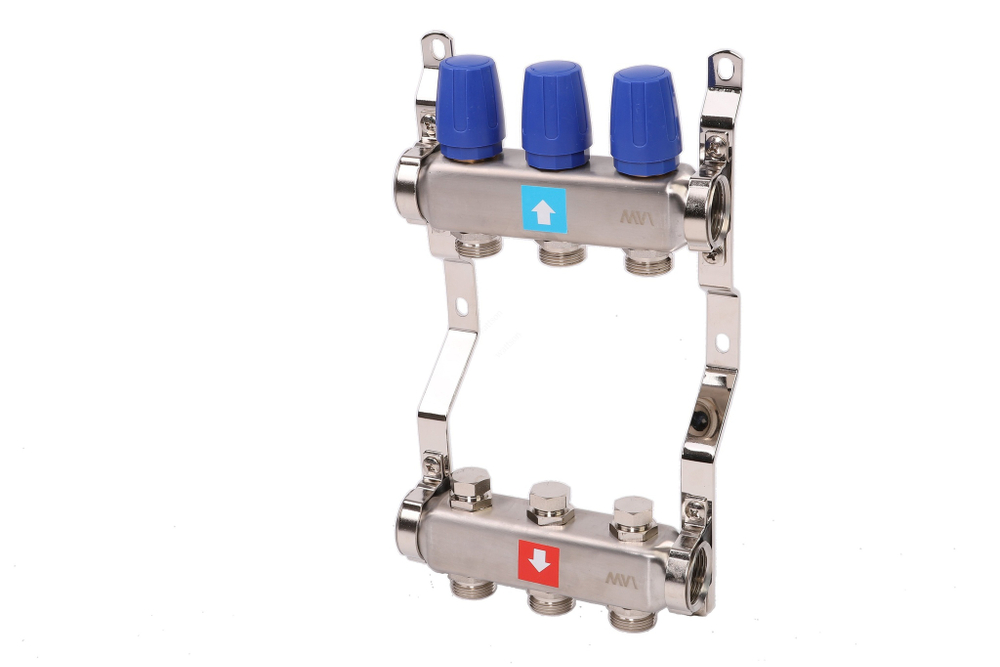 Коллекторная группа в сборе из нерж. стали 1" х 3 вых. Евроконус 3/4 MVI