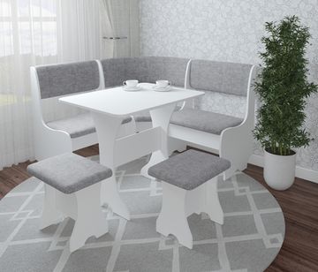 Кухонный уголок compatto "Оливьер" (Белый/Рогожка Savana Plus Ash) -G