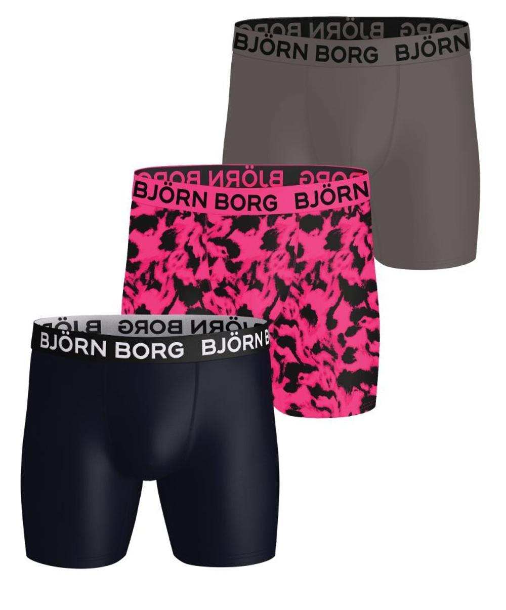 Боксерки теннисные Bjorn Borg Sports Microfiber Boxers 3P - black/pink/grey