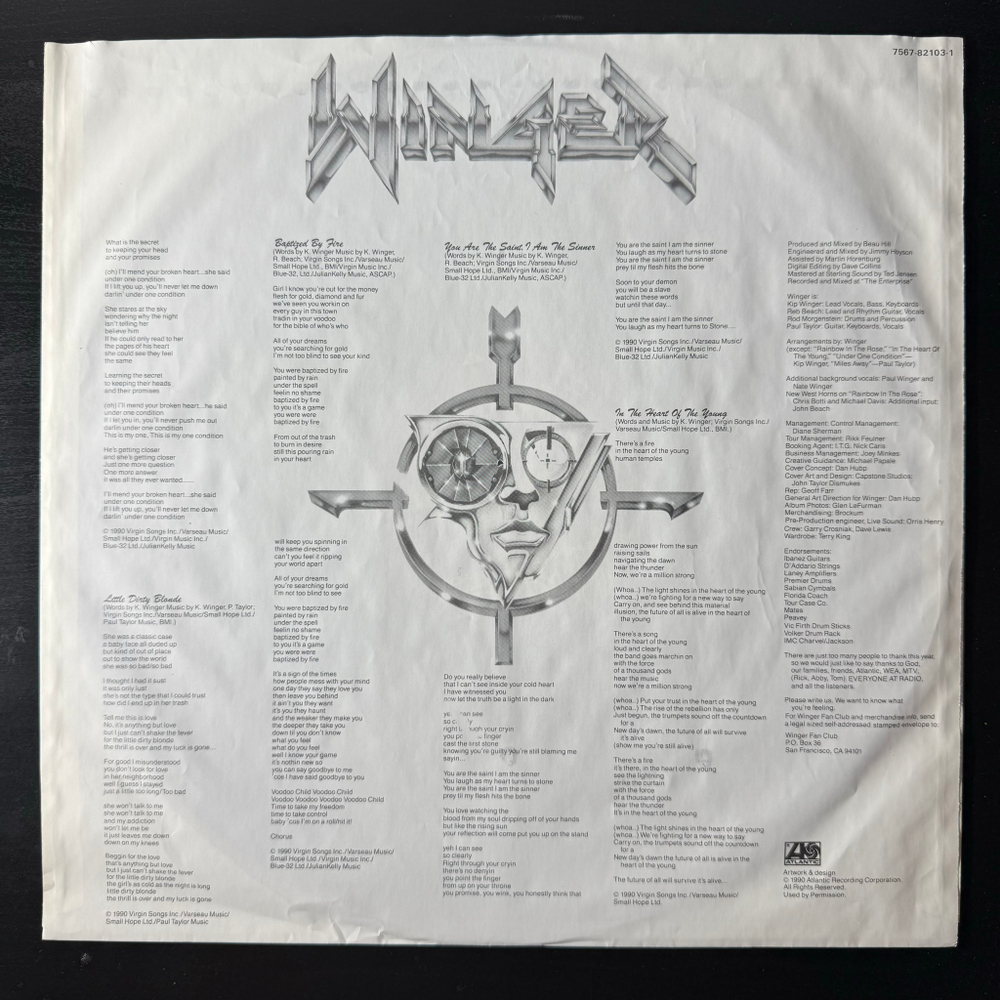 Winger ‎– In The Heart Of The Young (Европа 1990г.)