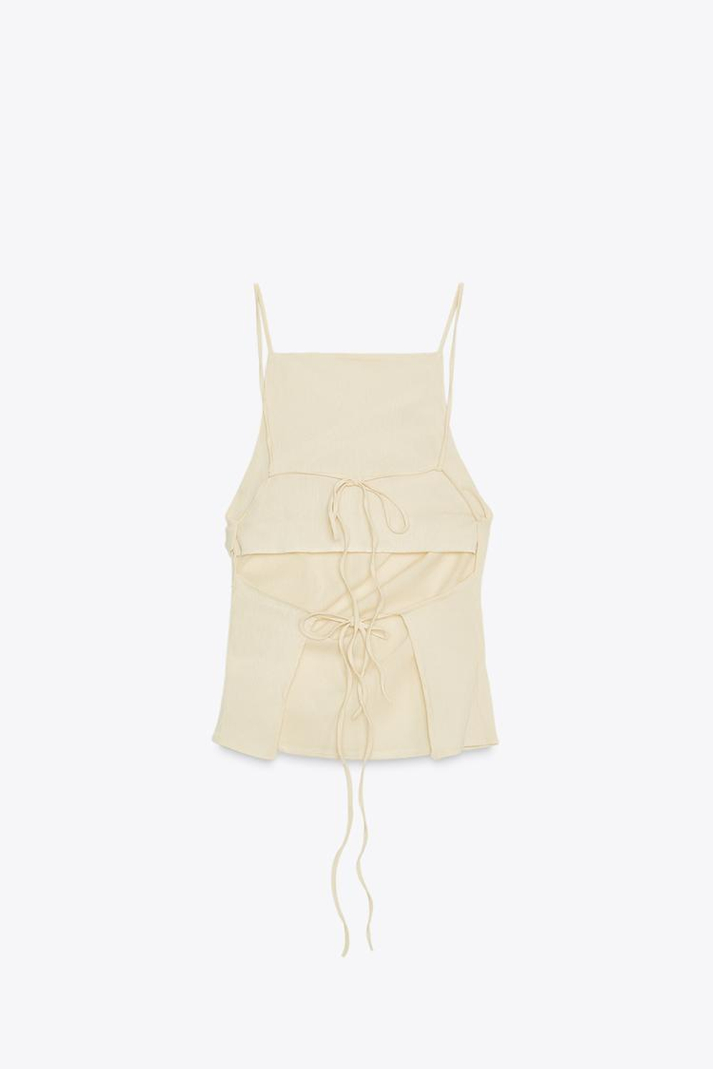 ZARA ПЛИССИРОВАННЫЙ ТОП С ОТКРЫТОЙ СПИНКОЙ, ПАСТЕЛЬНО-ЖЕЛТЫЙ