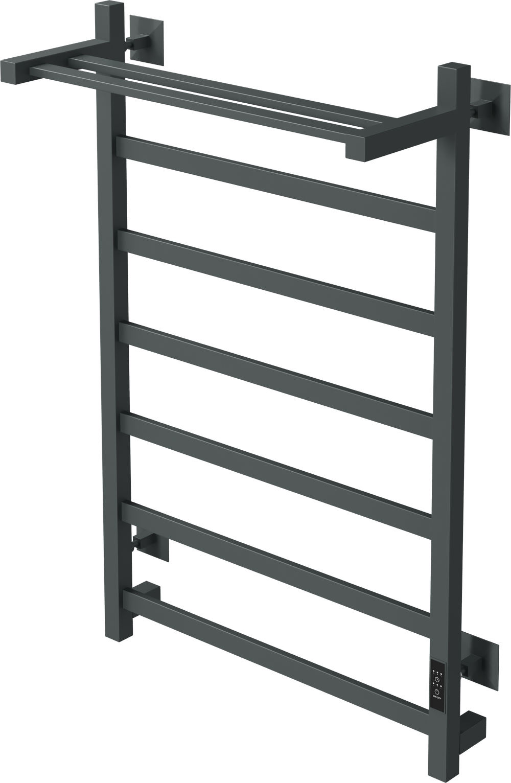 Полотенцесушитель электрический EWRIKA Пенелопа КВ7 80x55 см, подключение справа, слева, скрытое подключение справа, графит, лесенка, из стали, с полкой