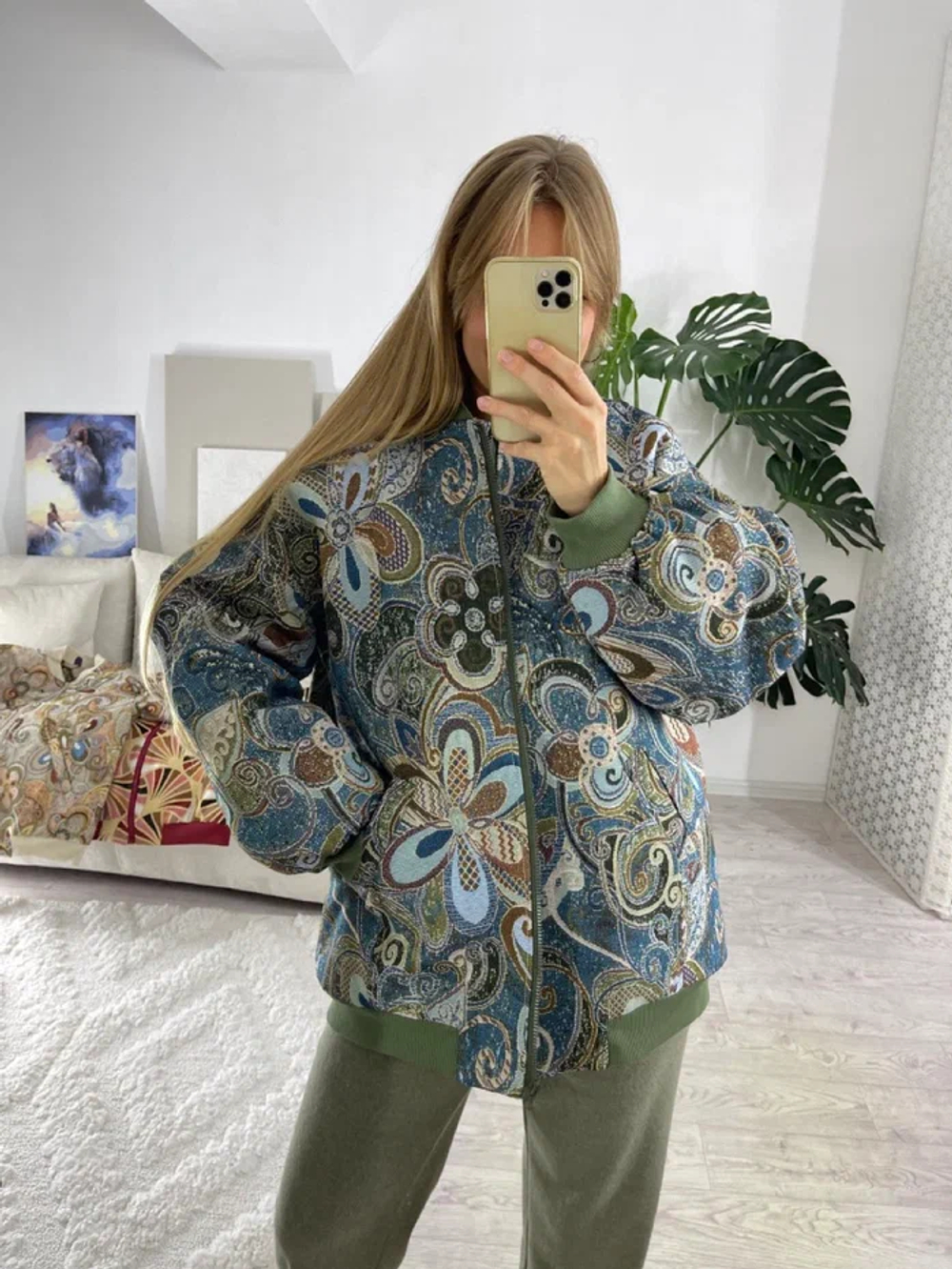 Куртка-бомбер (цвет сине-зеленый)