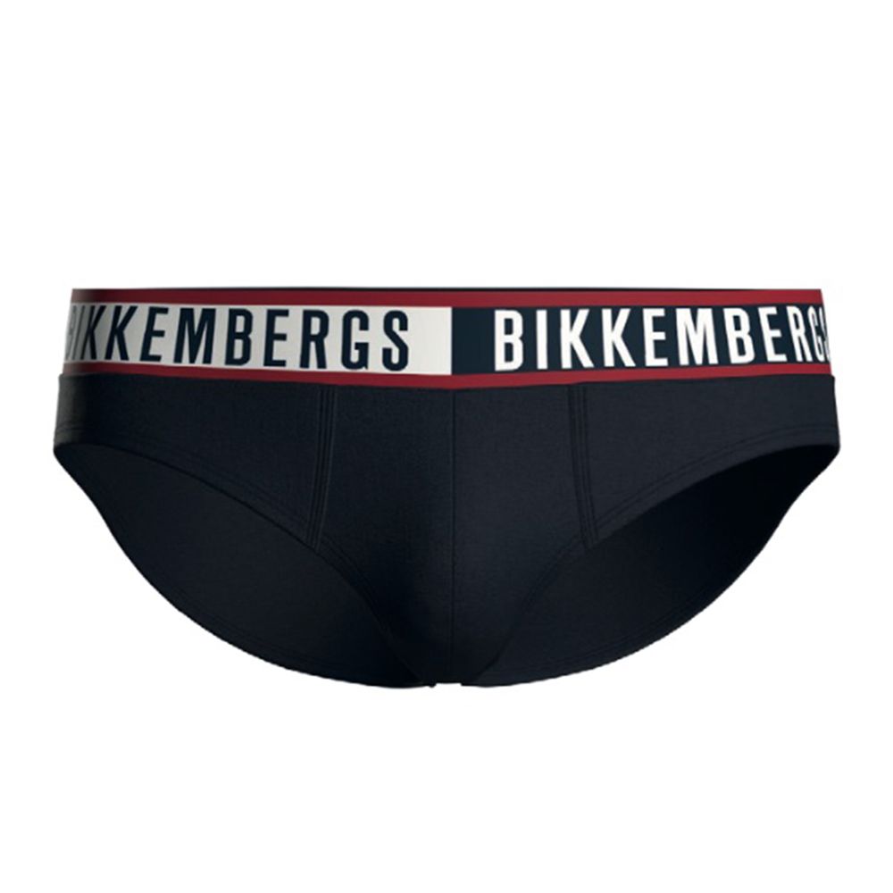 Мужские трусы брифы темно-синие набор 3в1 Bikkembergs TWICE BKK52USP29TR