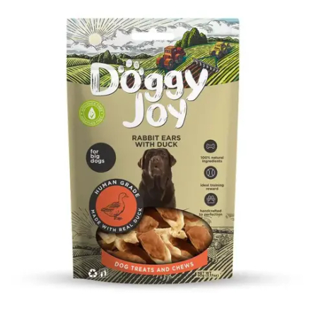 Лакомство Кроличьи уши с уткой, 90г для собак крупных пород DOGGY JOY Догги Джой