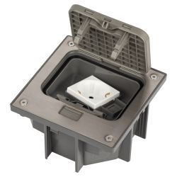 Люк ЭРА ОФИС 18-6001-03 IP66 в бетон с розеткой защёлка цвет серый