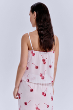 Топ из шифона с принтом «вишни»