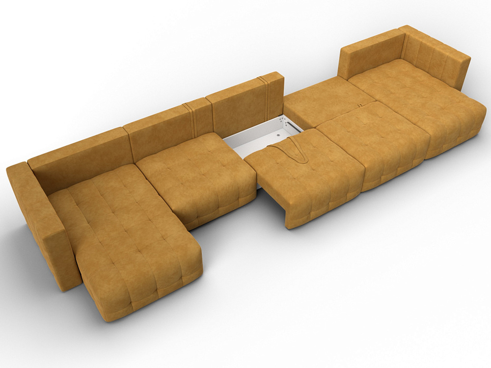 Диван П-образный Лига-052 НПБ МегаЛонг, BRUT 10 ВЕЛЮР желтый