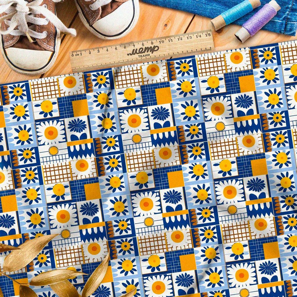 Ткань премиум флис графический конфетти