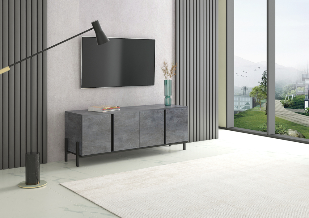 Тумба ТВ Ивару НЕКСТ - 1 Камень темный, Черный