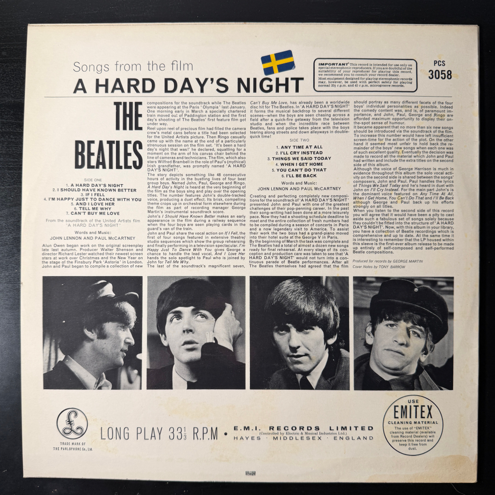 The Beatles ‎– A Hard Day's Night (Швеция)