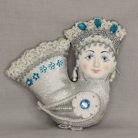 Ёлочная игрушка Птица Гамаюн серебристая