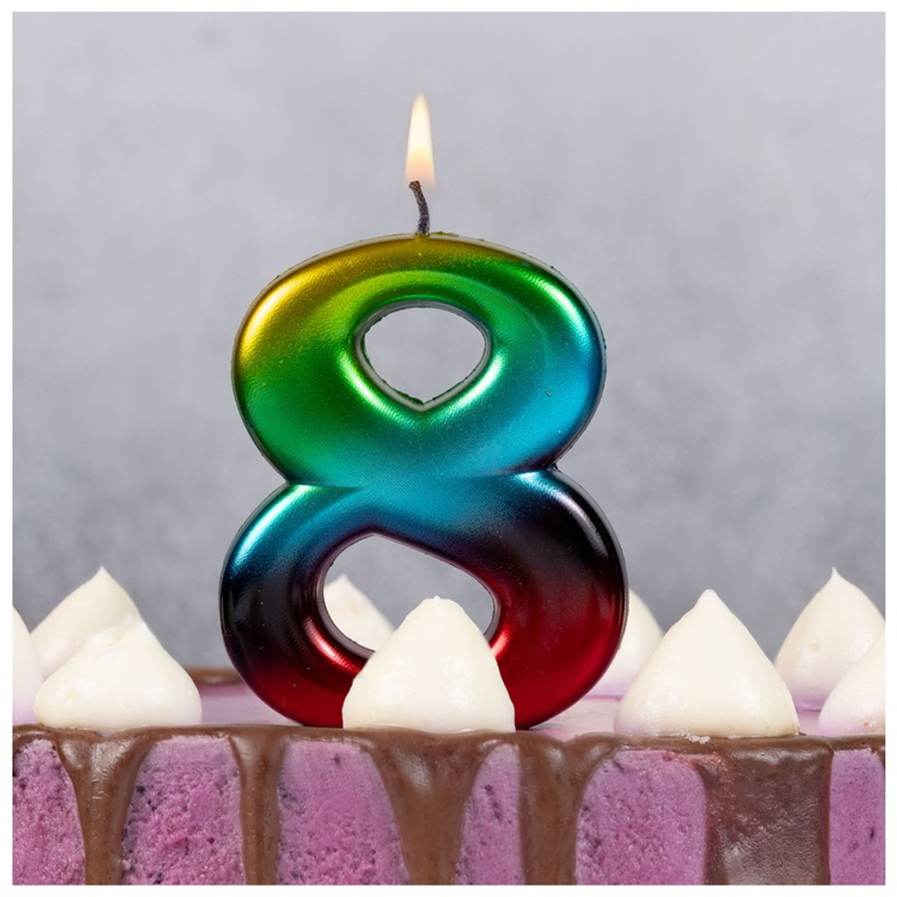 Свечи-цифры Радуга 8 см
