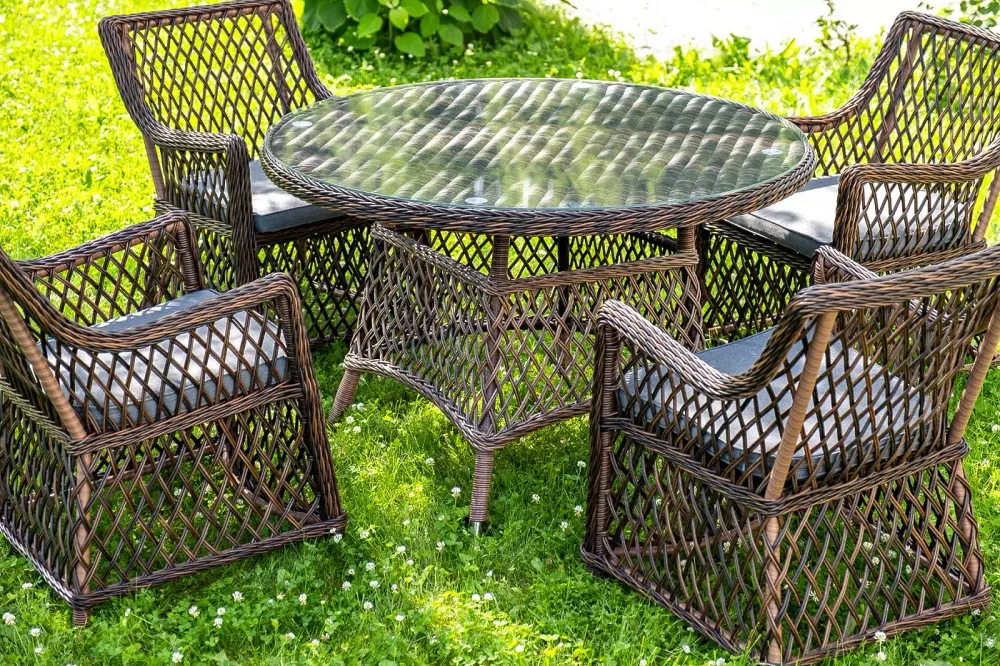 "Доппио" обеденная группа плетеная, цвет коричневый