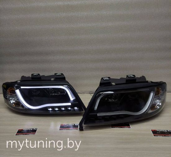 Передние фары led tube lights black для Audi A6 C5
