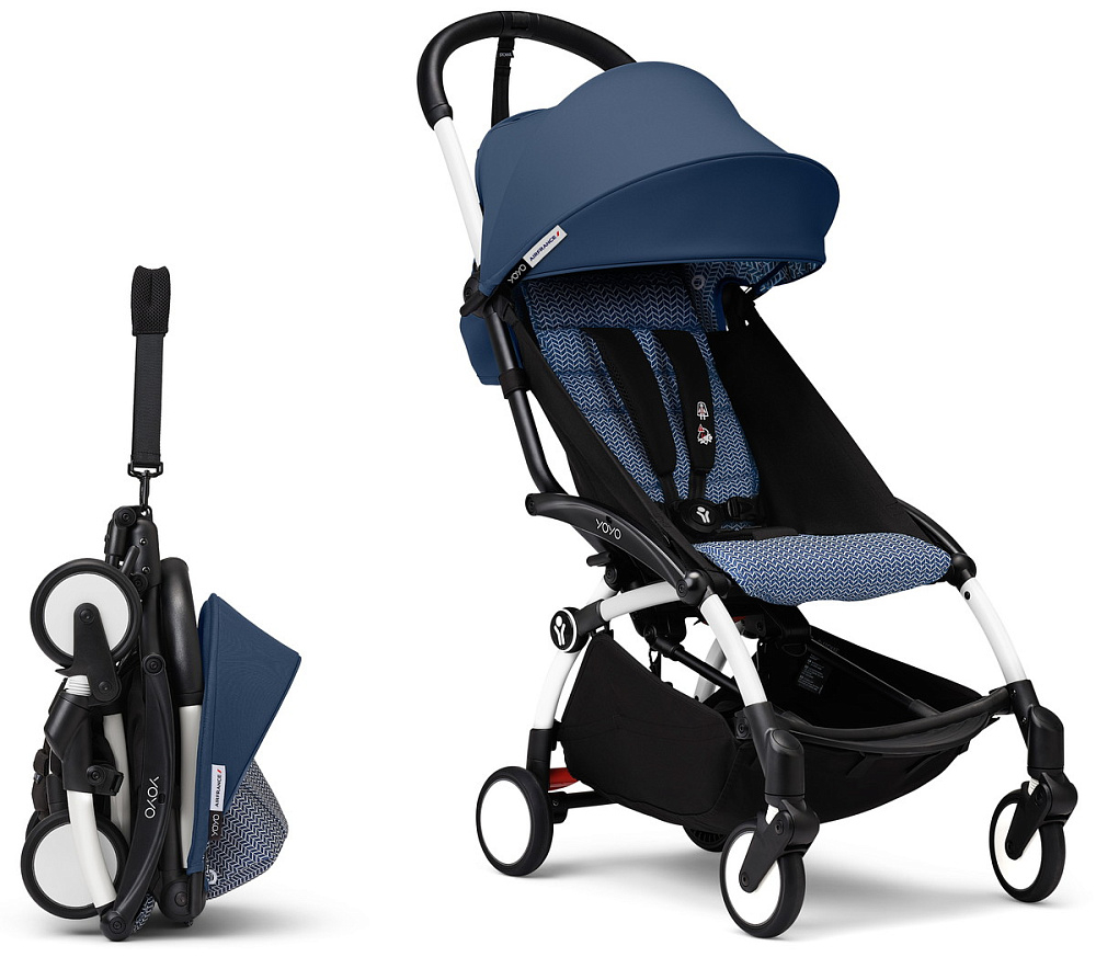 Коляска прогулочная Stokke YOYO3 рама белая White Air France Blue