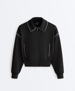 Oysho Куртка с эффектом неопрена без капюшона, черный