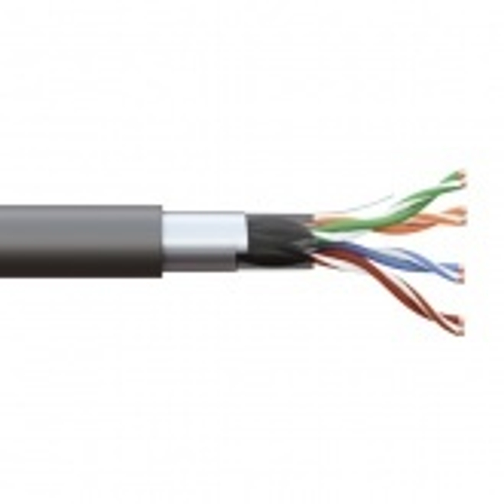 Кабель витая пара экранированный F/UTP 4PR cat 5e внешняя оболочка LDPE черная [305м] TERACOM (провод для интернета) TRC-5EFTP-04PE-BK-OUT3