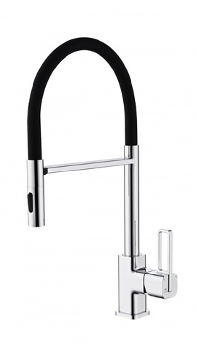 12127 Смеситель для кухни с гиб. МАГНИТ. изливом (ХРОМ+ЧЕР.) GANZER (10/1шт)