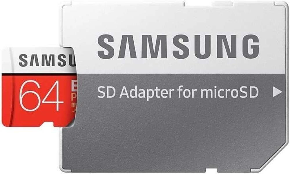 Карта памяти Samsung 64GB MicroSD EVO PLUS + SD адаптер (MB-MC64HA/RU)