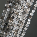 Кварц натуральный с турмалином и рутилом, 8,7мм, бусины в форме шара