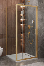 Душевой уголок Cezares MOLVENO-AHF-31-100/90-C-BORO-IV, 100х90х195, профиль брашированное золото, прозрачное стекло