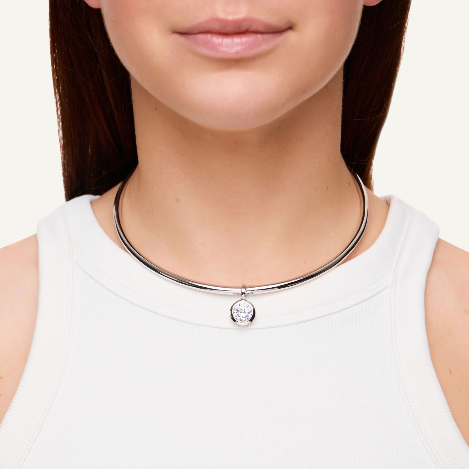 Чокер Silver Rigid Frame Necklace – Clear Round