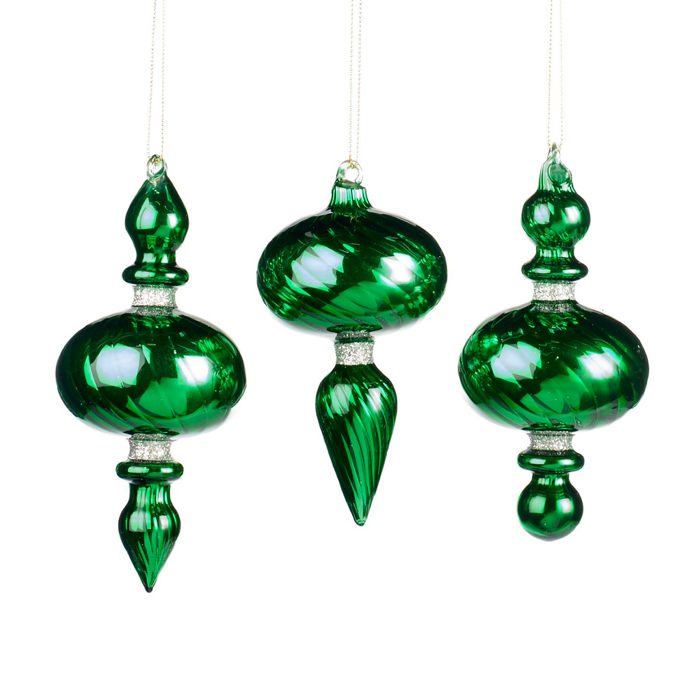 Набор фигурных украшений на елку 3шт 15см Goodwill зеленые