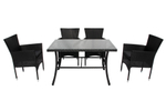 Набор мебели Garden Story Аскер 5 уп.(4 Стул Garden Storyа Аскер с под.+стол 120см, каркас черн, ротанг черн.)