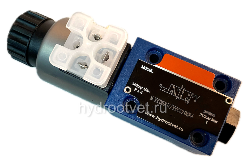 M-3SED6UK1X/350CG24N9K4/V - Гидрораспределитель седельного типа Ду 6 с электроуправлением (на 350 бар), схема UK, уплотнение V = FKM