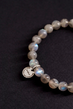 Браслет "Memo about Mindfulness" из лабрадорита 8 мм с подвеской