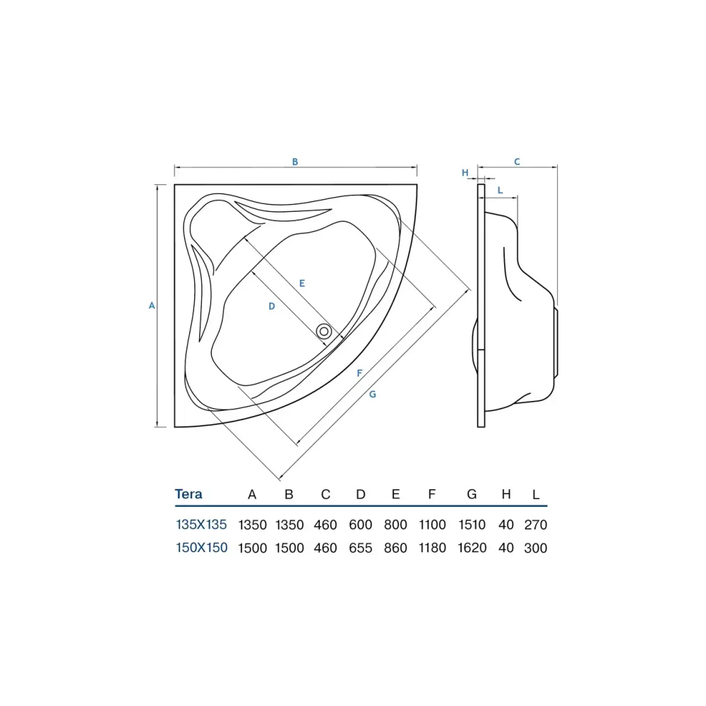 Акриловая ванна Koller Pool TERA150X150 белая