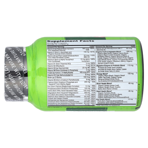 NATURELO, Полный мультивитаминный комплекс из цельных продуктов, для женщин, 120 вегетарианских капсул