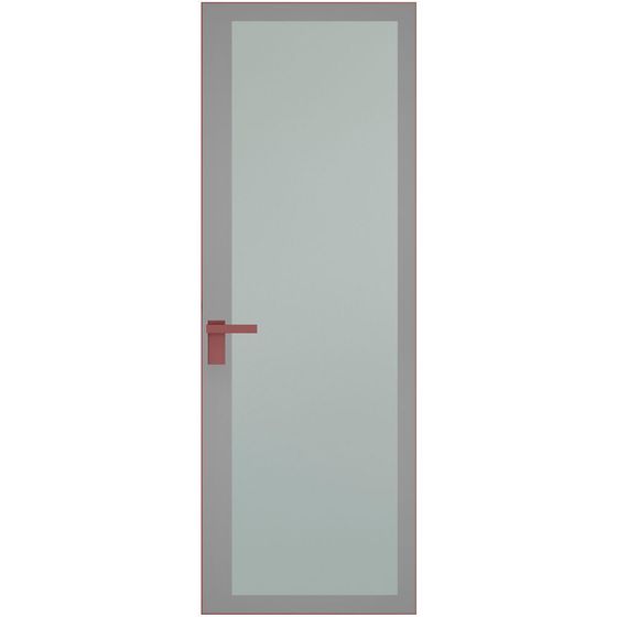 Алюминиевая дверь 2AGК кромка красный антрацит стекло мателюкс бесцветный прокрас серый