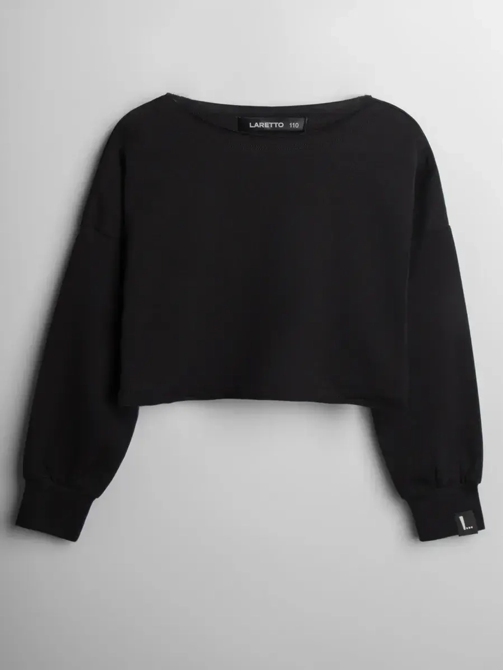 Лонгслив для девочки укороченный, черный