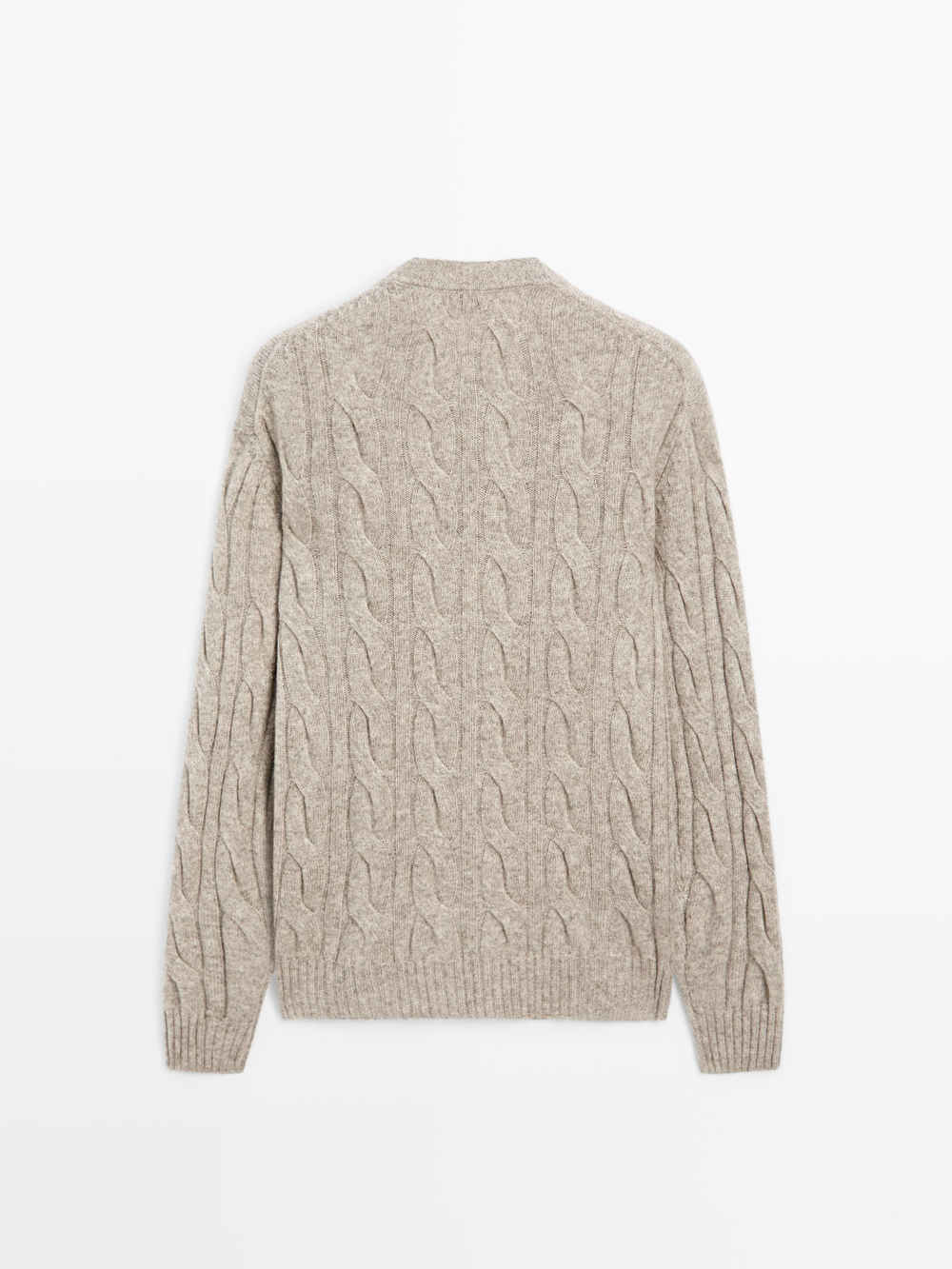 Massimo Dutti Свитер из смесовой шерсти с узором «косы», песочно-коричневый