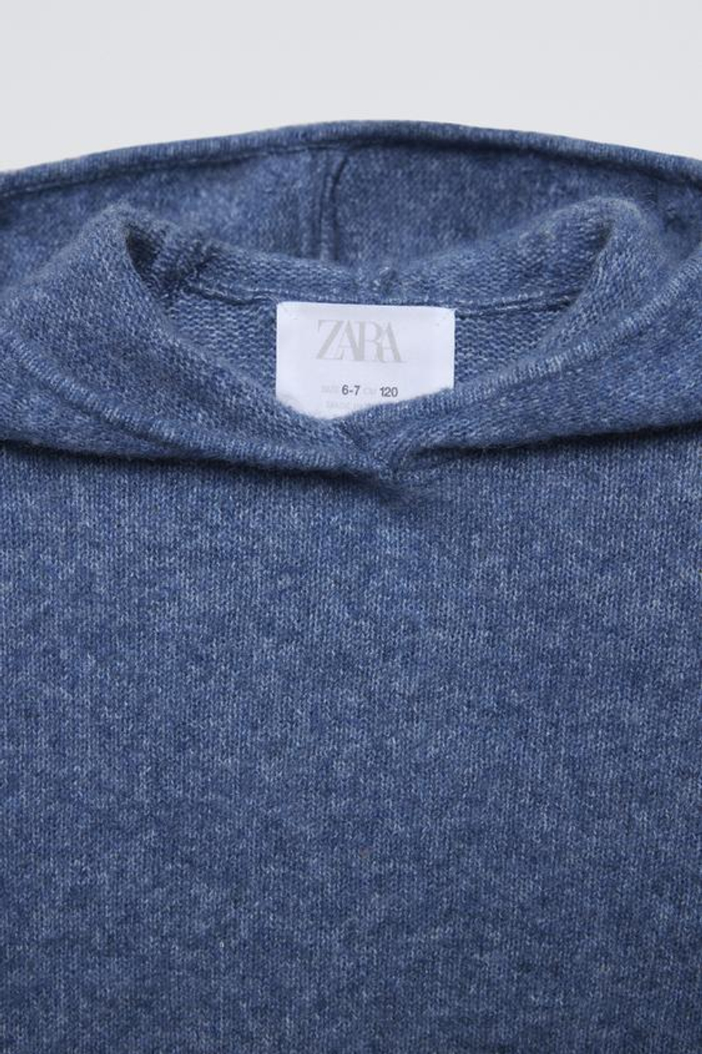 ZARA ОДНОТОННЫЙ СВИТЕР С КАПЮШОНОМ, ГЛУБОКИЙ СИНИЙ