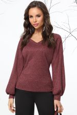 Джемпер трикотажный бордовый с пышными рукавами DStrend (Акция)