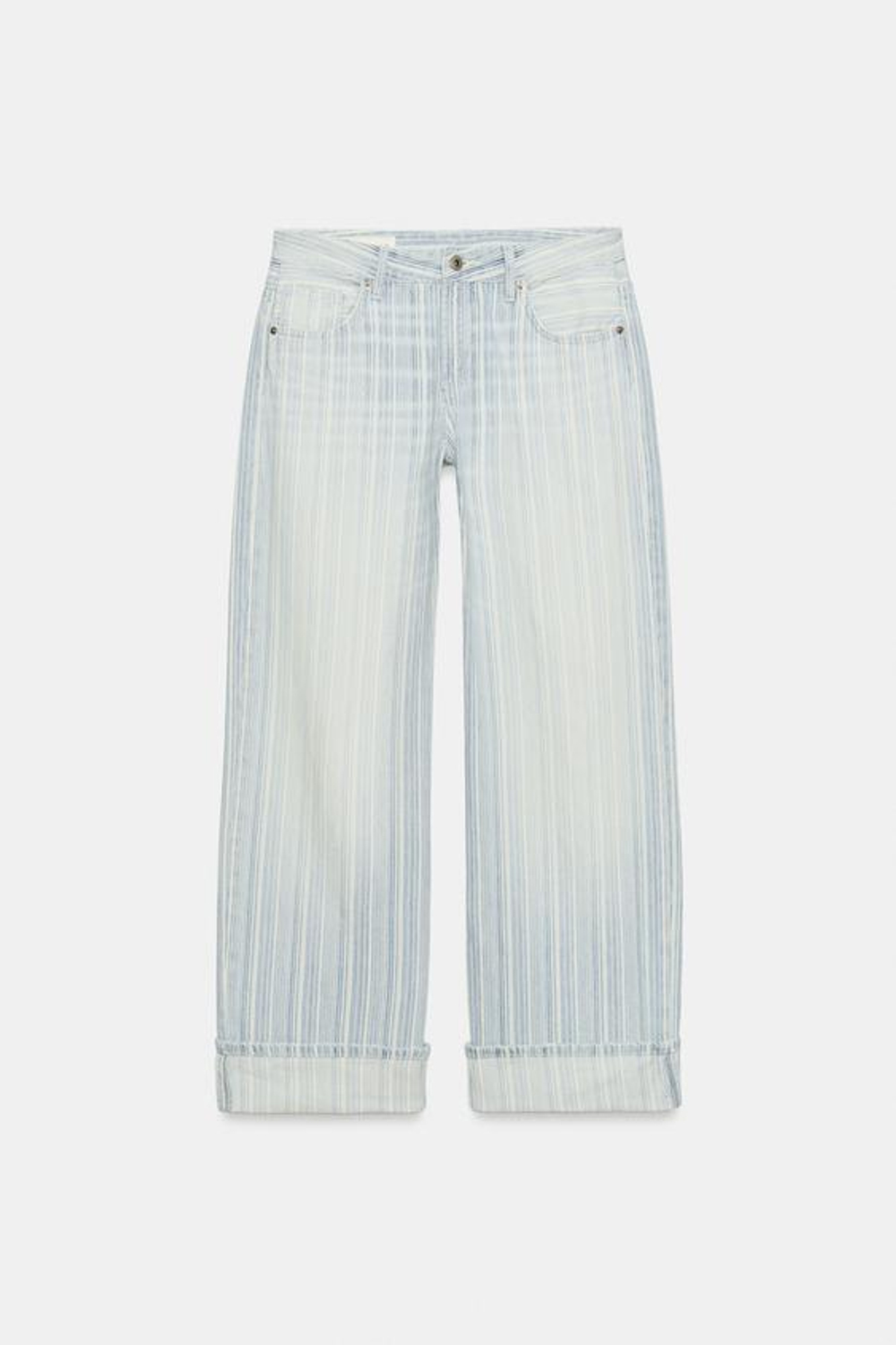 ZARA ДЖИНСЫ TRF LOOSE FOLDED С НИЗКОЙ ПОСАДКОЙ В ПОЛОСКУ, ПОЛОСКИ