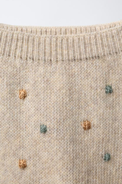 ZARA ТРИКОТАЖНЫЕ БРЮКИ С ШАРИКАМИ, СВЕТЛО-БЕЖЕВЫЙ